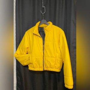 Bright Yellow Cropped Puffer Jacket